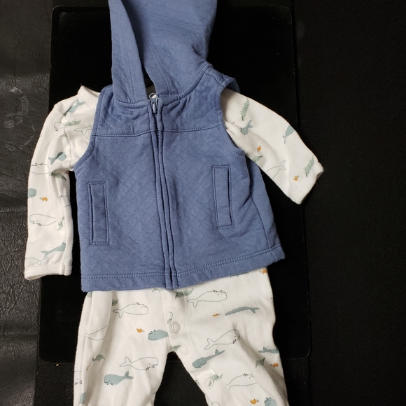 Carter's Boy Onesie with Just One You Zip Vest w Hood & Penguin Hat, 0-3 Months - Picture 2 of 16
